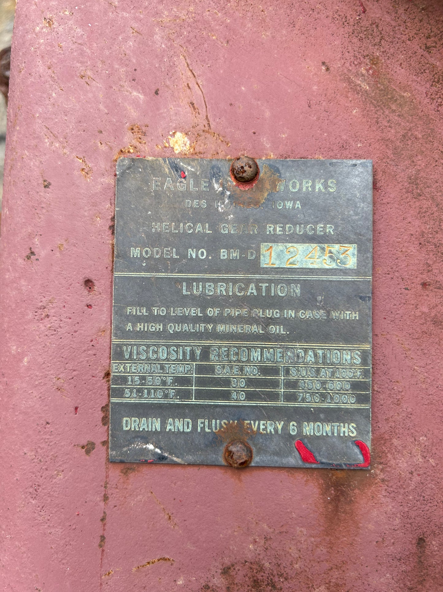 Used Eagle Iron Works Helical Gear Reducer for Sand Screw Conveyor