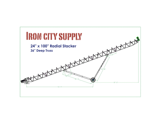 Apilador radial nuevo de 24 x 100 de Iron City Supply